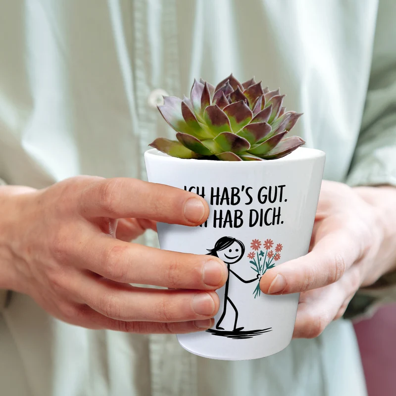 Ich hab's gut - Ich hab dich Blumentopf mit Strichmännchen