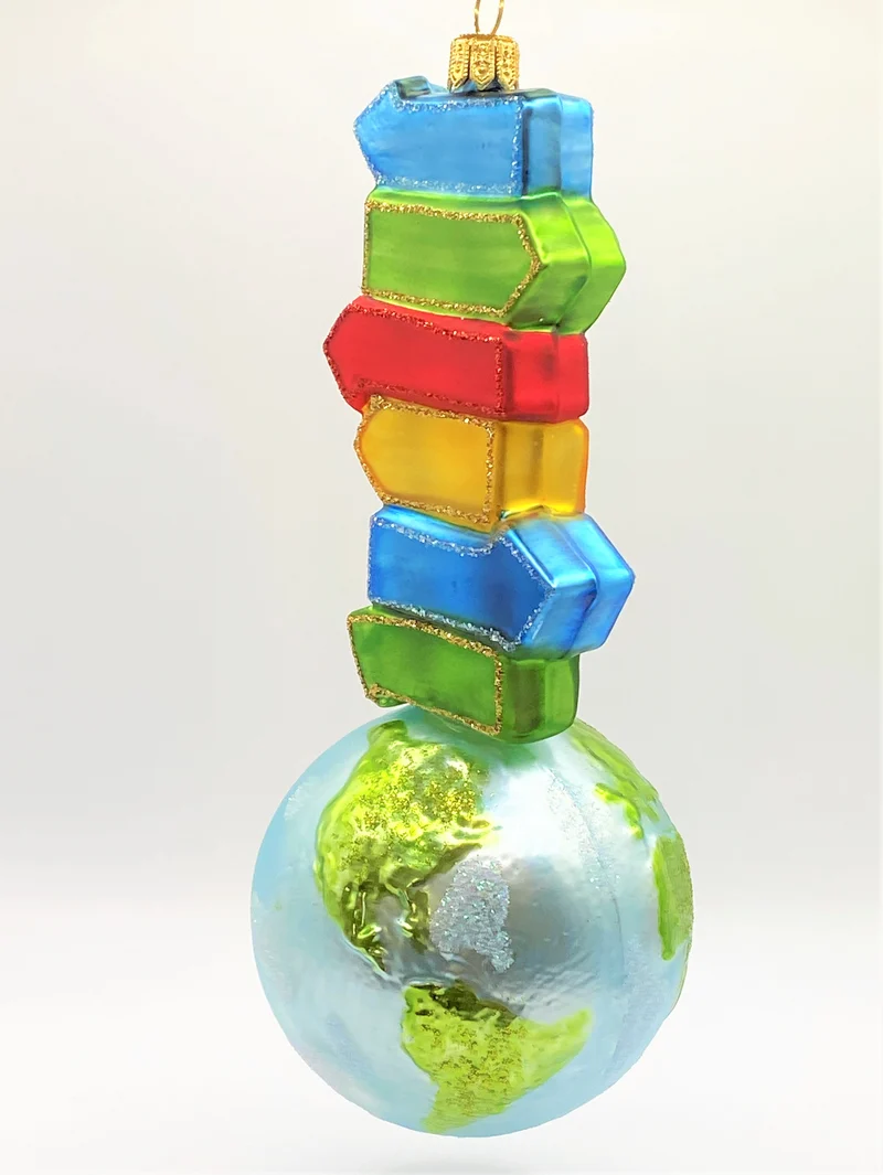 Globus mit Wegweiser zum Selberbeschriften
