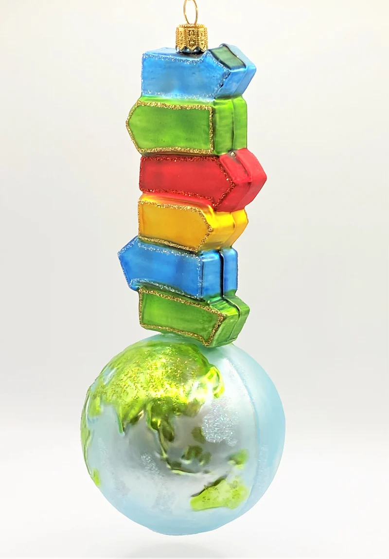 Globus mit Wegweiser zum Selberbeschriften