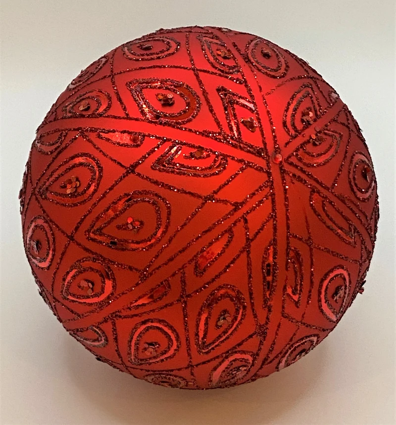 Kugel rot mit rotem Tropfendekor