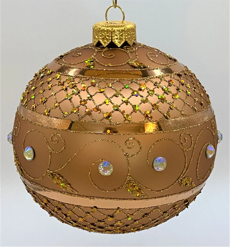 Kugel dunkles warmes Gold mit Barock-Dekor