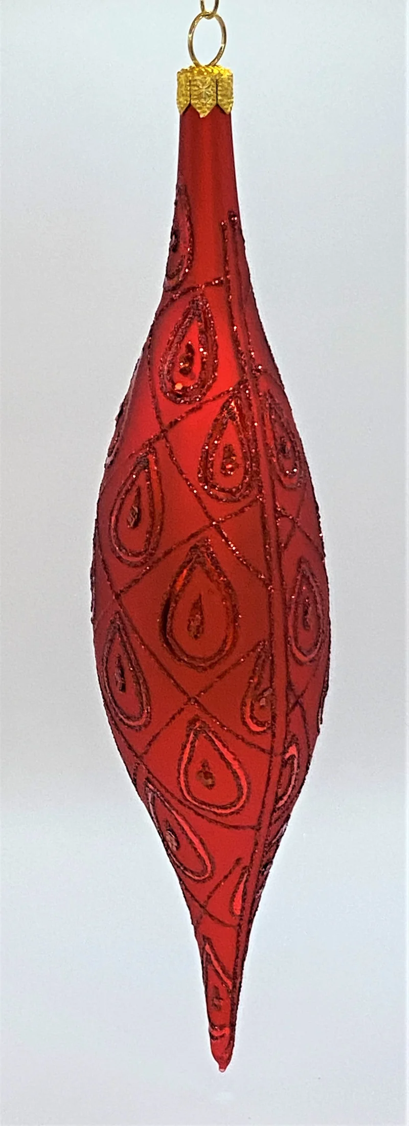 Lange Olive rot mit rotem Tropfendekor