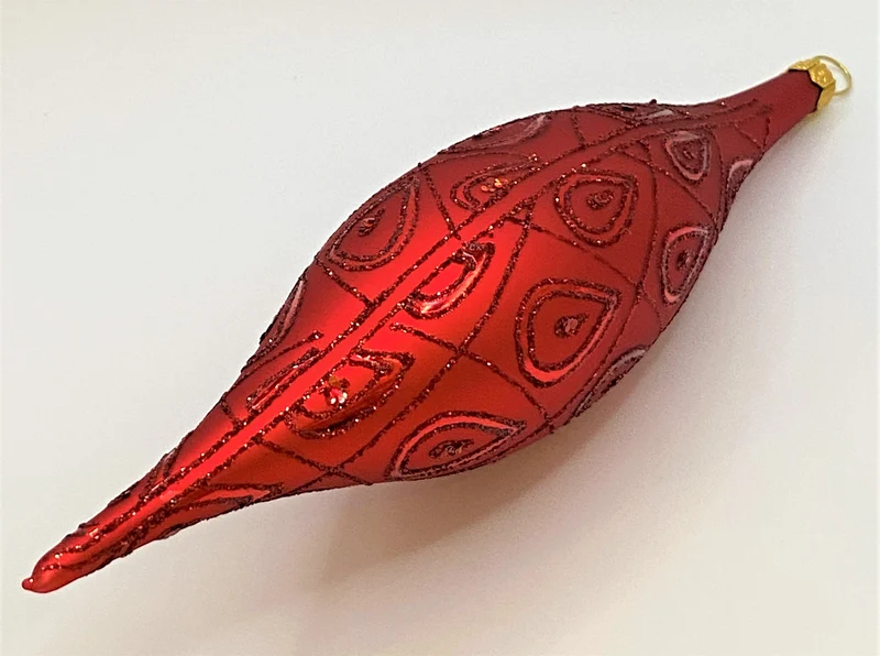 Lange Olive rot mit rotem Tropfendekor