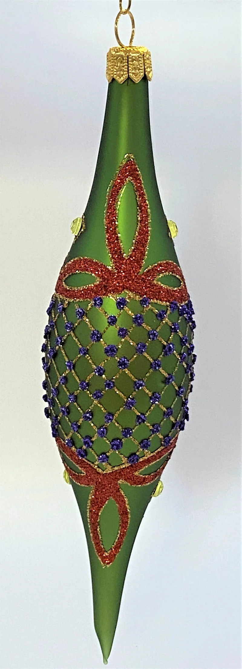 Lange Olive warmes grün und farbigem Barock-Dekor