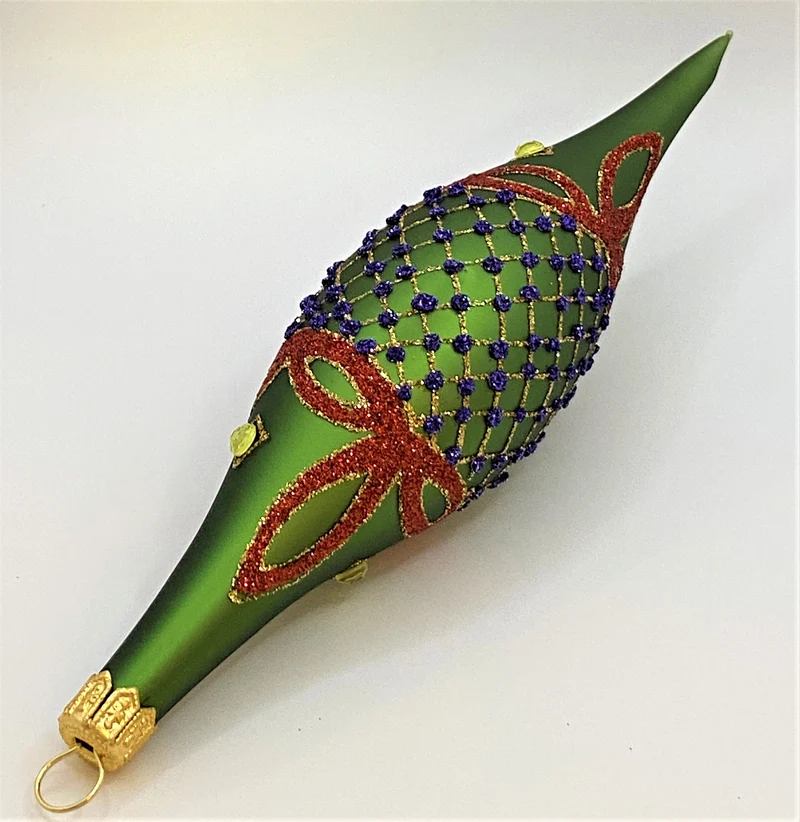 Lange Olive warmes grün und farbigem Barock-Dekor
