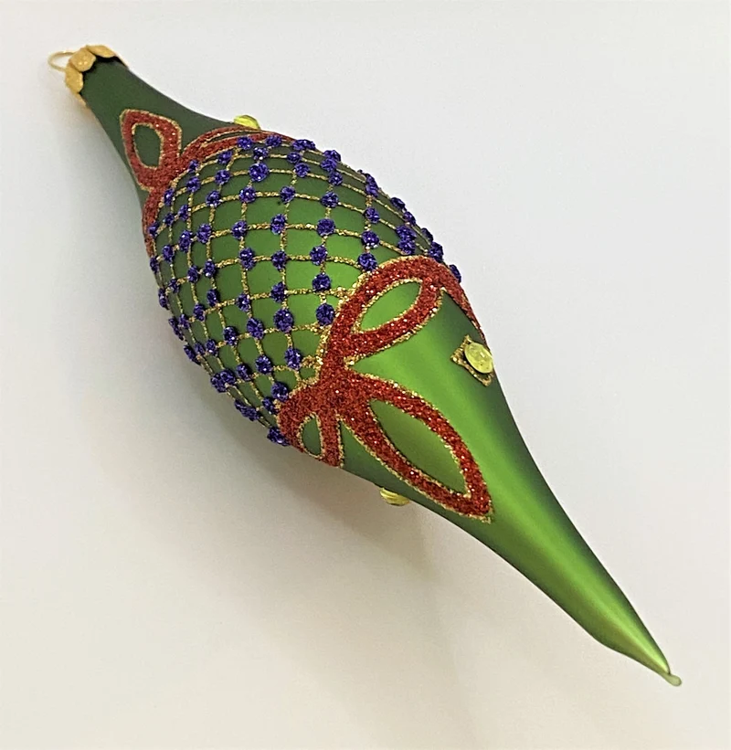 Lange Olive warmes grün und farbigem Barock-Dekor
