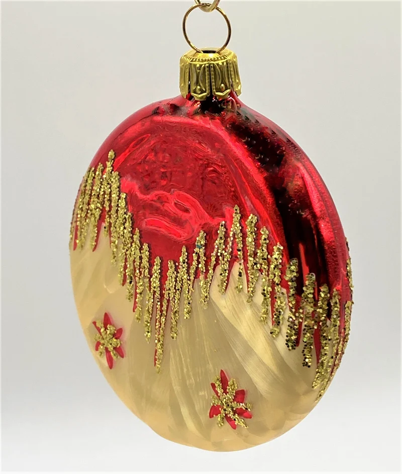 Flaches Medaillon Rot und goldenem Eislack