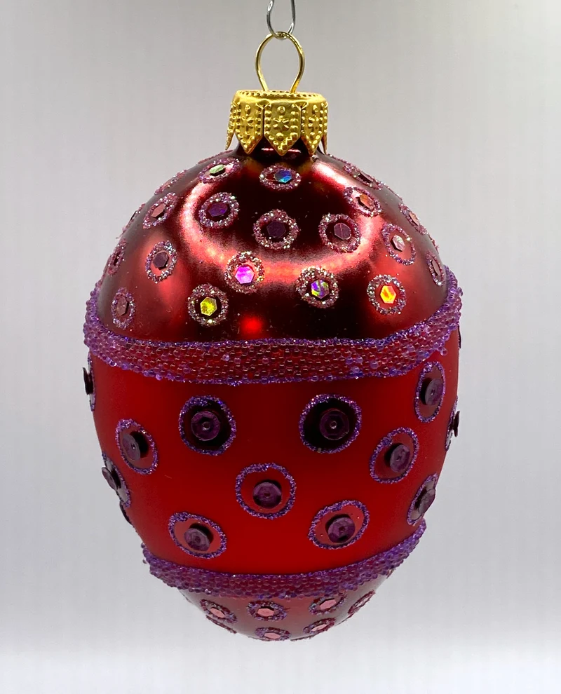 Faberge-Ei magenta mit Tupfendekor