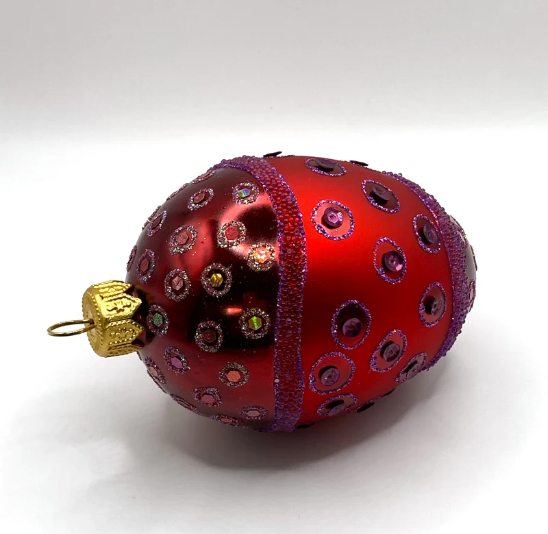 Faberge-Ei magenta mit Tupfendekor