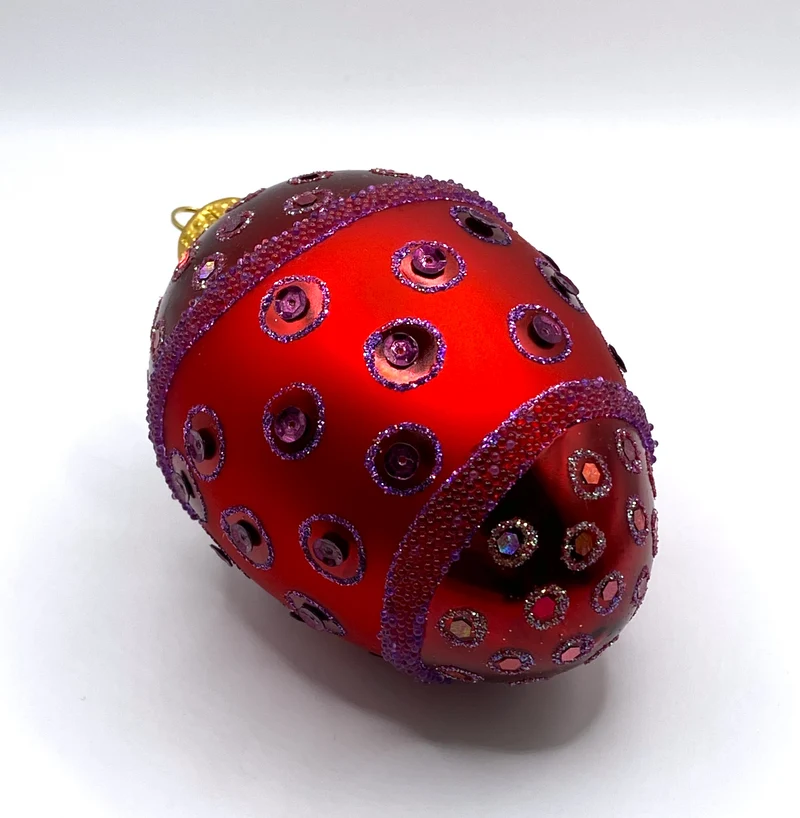 Faberge-Ei magenta mit Tupfendekor