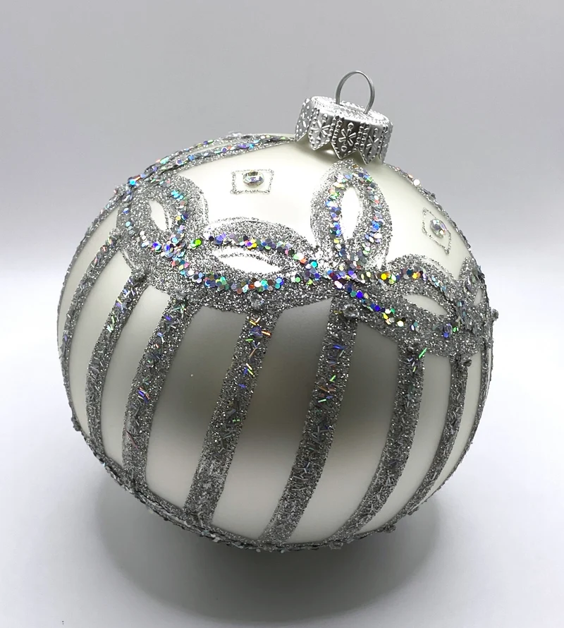 Kugel weiss silber mit Biedermeiermotiv