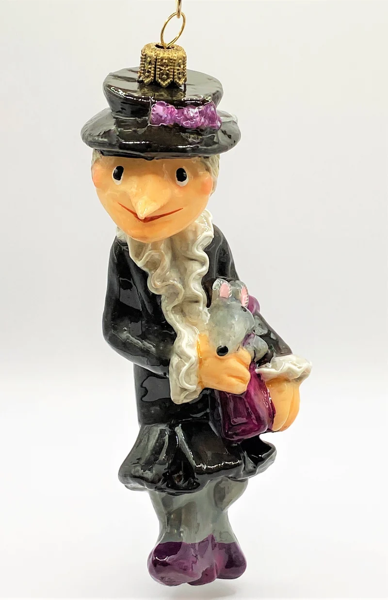 Chapeau- Chlaque, altes Weiblein, mit Ratte Lariska auf dem Arm, in Holzbox, AtlasArt