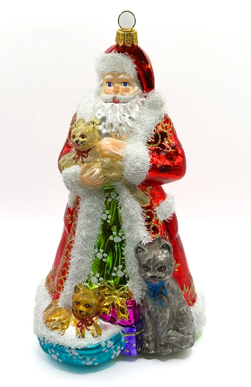 Der Weihnachtsmann ist mit den Katzen befreundet