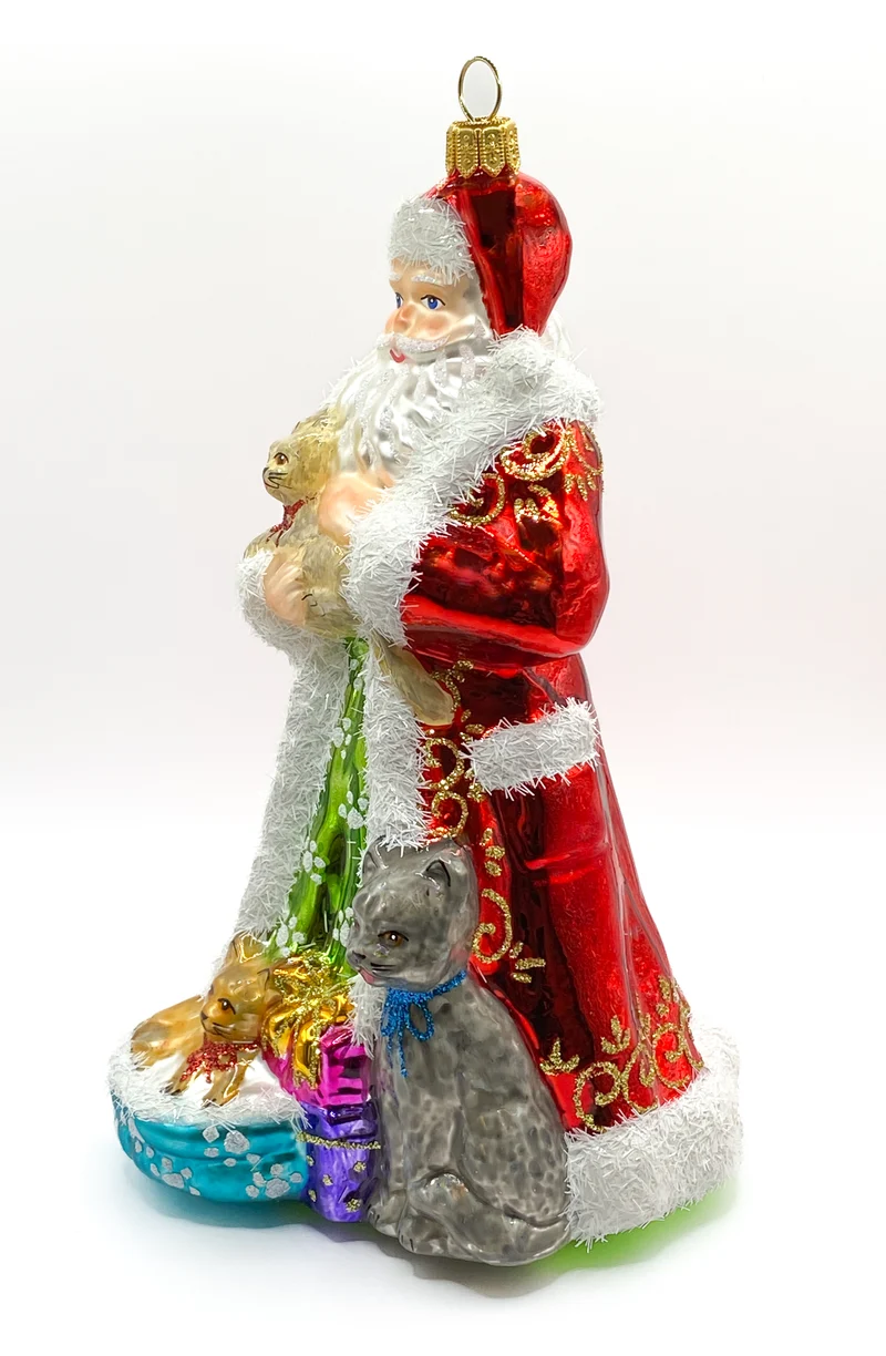 Der Weihnachtsmann ist mit den Katzen befreundet
