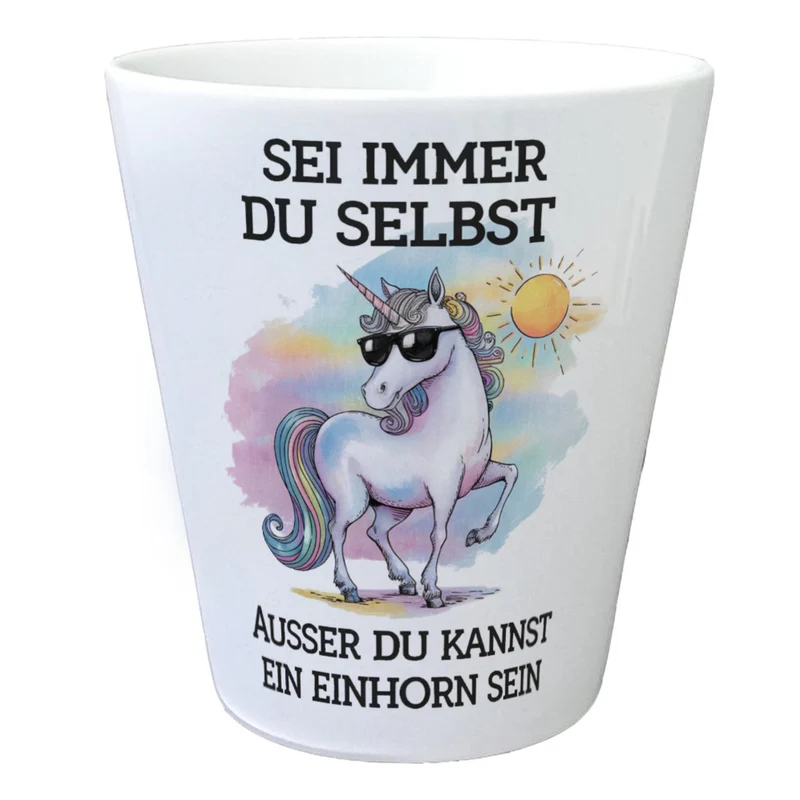 Einhorn mit Sonnenbrille Blumentopf Sei ein Einhorn
