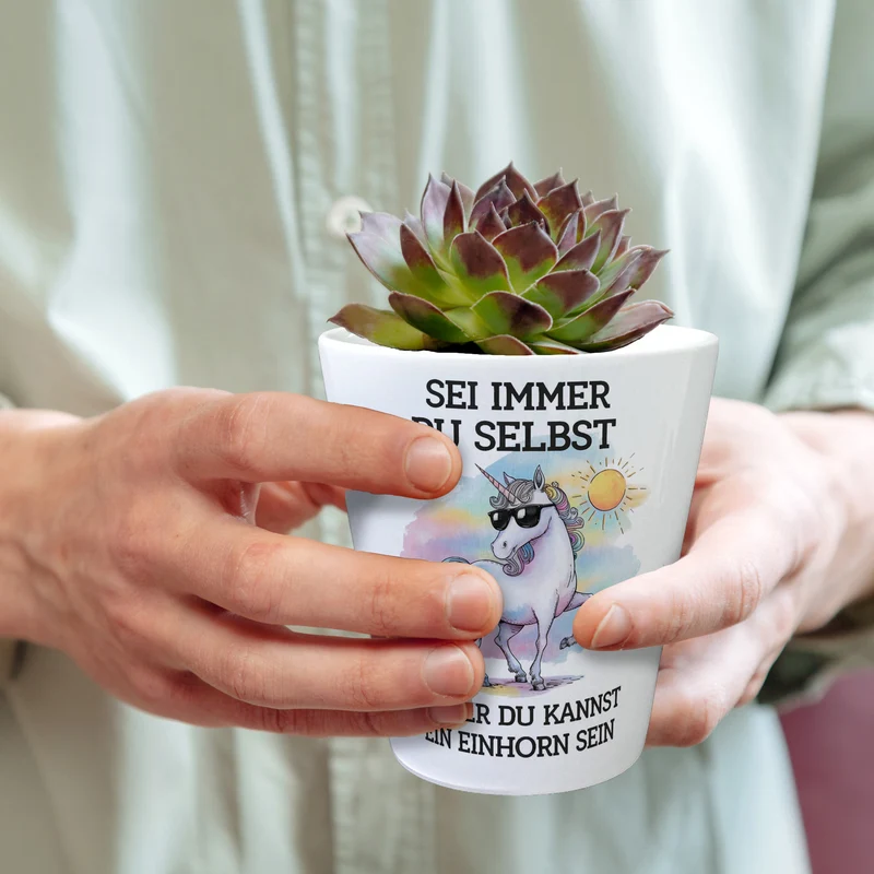 Einhorn mit Sonnenbrille Blumentopf Sei ein Einhorn