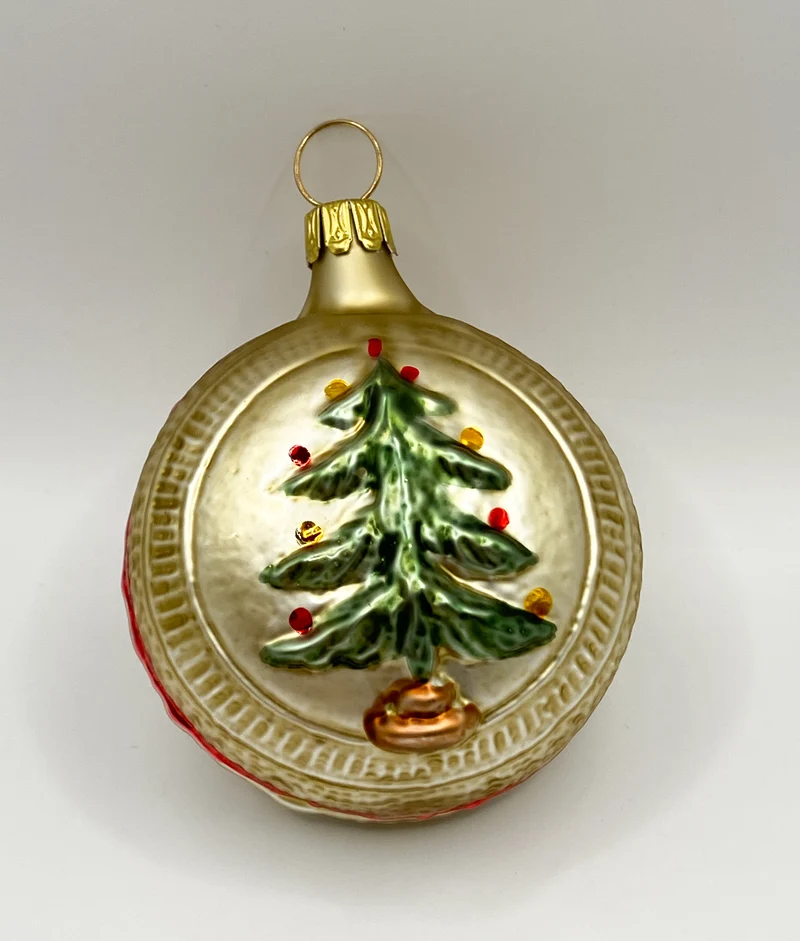 Medaillon-Kugel mit Christbaum und Sternchen