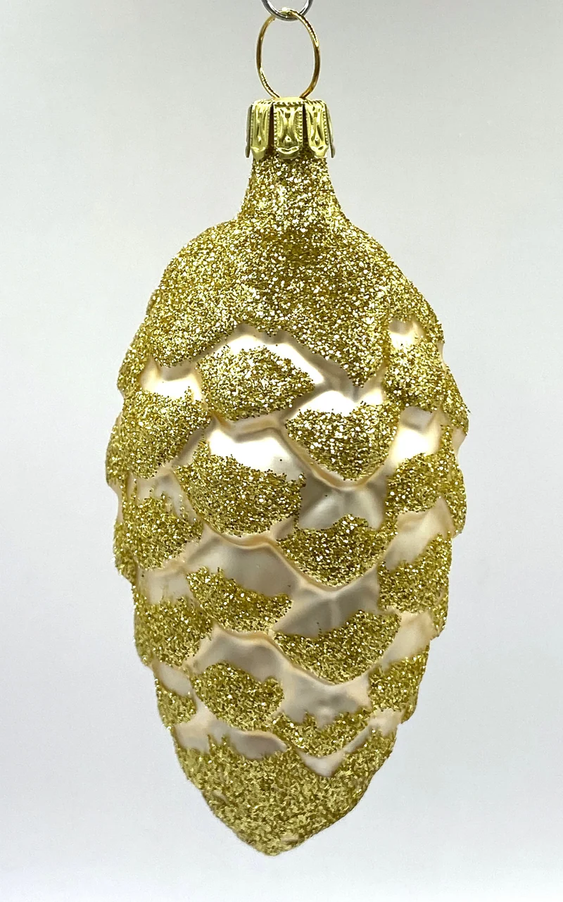 Zapfen champagnerfarben mit goldenem Glitter