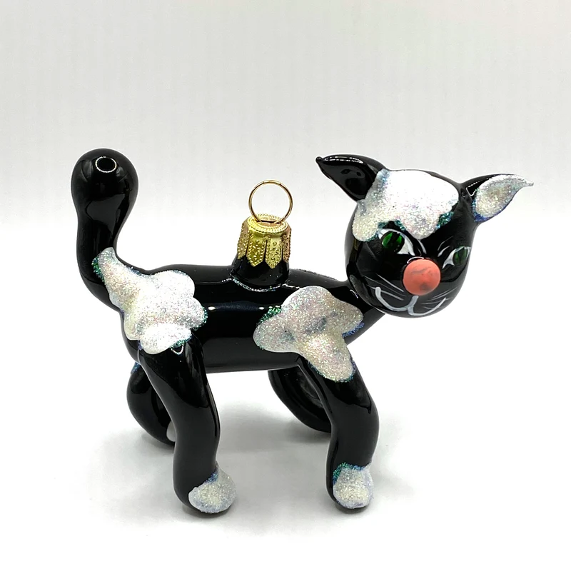 Schwarze Katze mit weissen Flecken