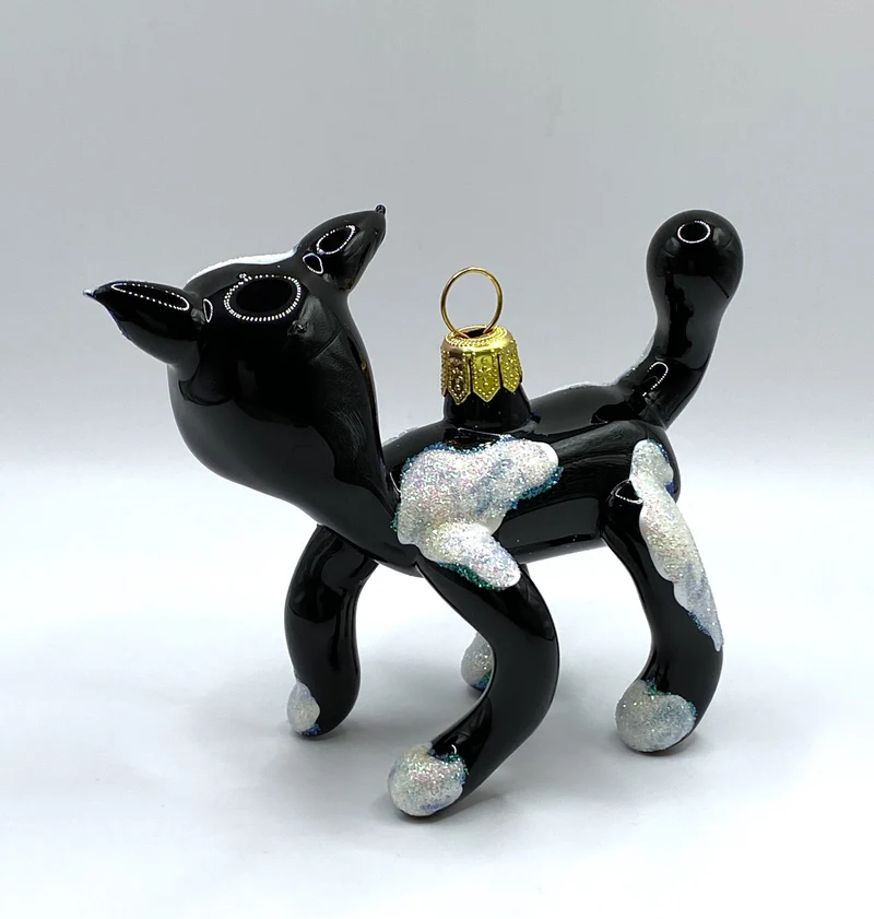 Schwarze Katze mit weissen Flecken