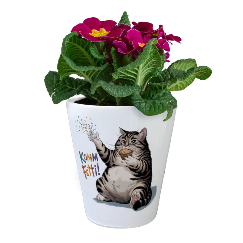 Pummelige Katze Blumentopf - Komm Fetti