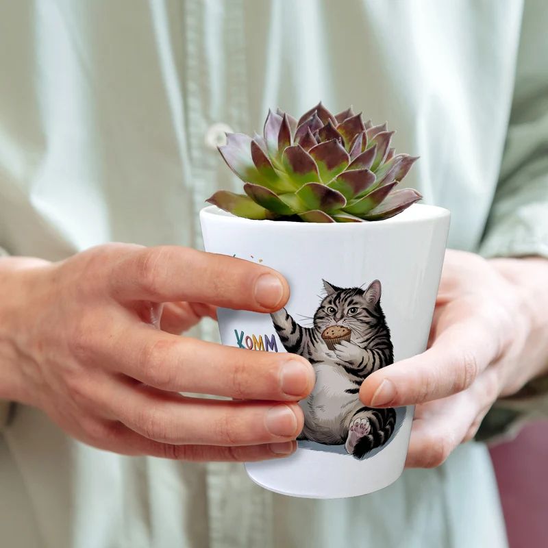 Pummelige Katze Blumentopf - Komm Fetti