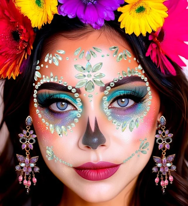 Gesichtsdekoration Day Of The Dead Diamant