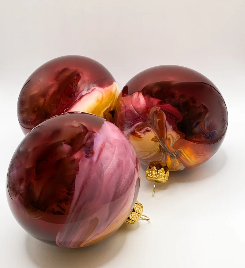 Kugel creme-magenta marmoriert