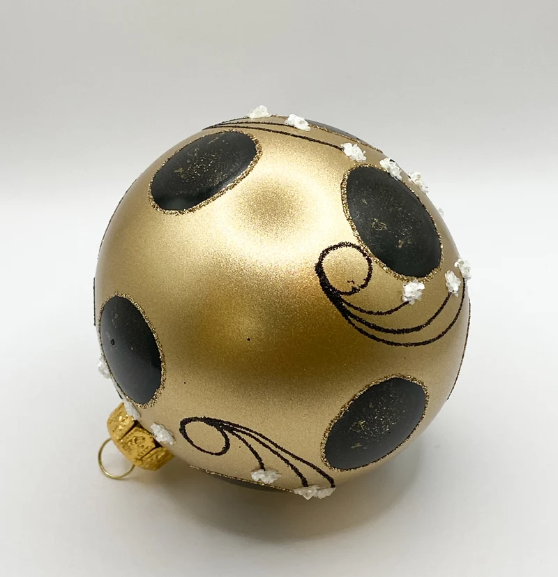 Kugel gold matt mit schwarzem Dekor