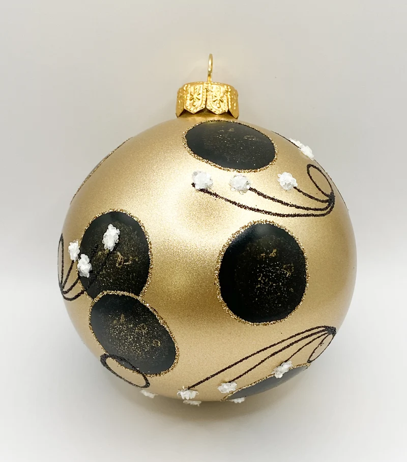 Kugel gold matt mit schwarzem Dekor