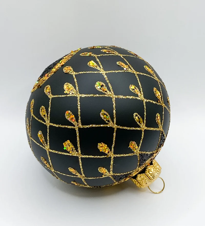Kugel schwarz mit Gold-Gittermuster