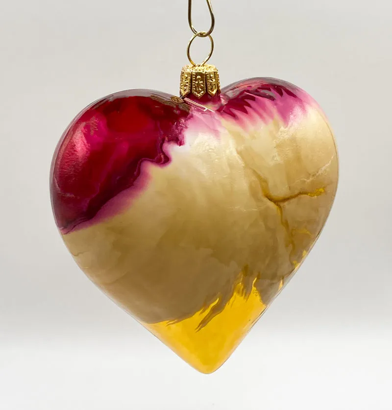 Herz gold-magenta marmoriert