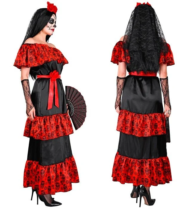 Dia de los Muertos-Kleid für Damen, 4-teilig