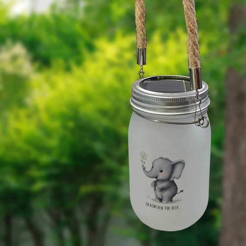 Grauer Elefant - Blümchen für dich Solarlicht