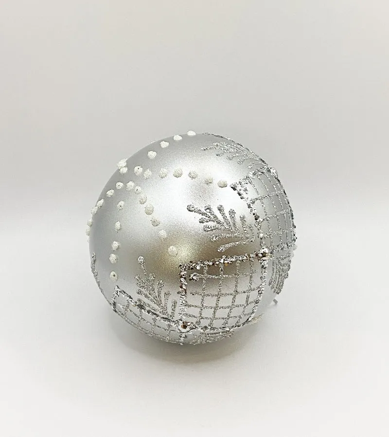 Kugel silber matt mit Gittermuster