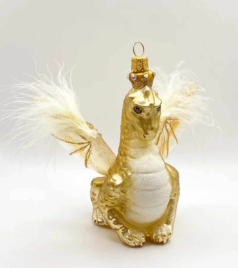 Goldener Drachen mit transparenten Flügeln