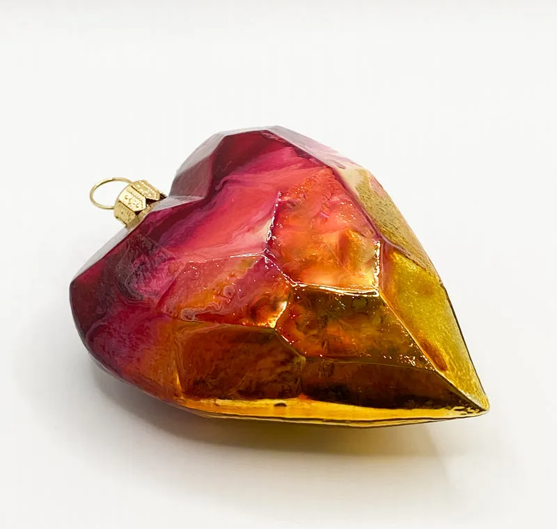 Herz gold-magenta marmoriert, kubistisch