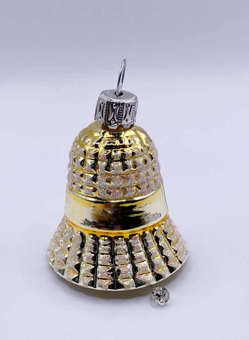 Goldenes Weihnachts-Glöckchen mit Waffelmuster