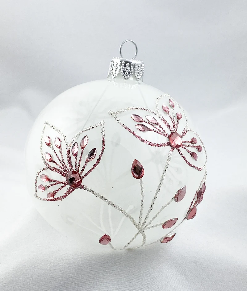 Kugel transparent mit Blumen Dekor