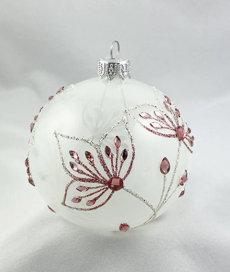 Kugel transparent mit Blumen Dekor