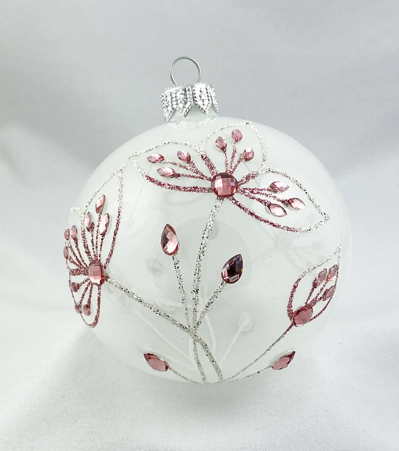 Kugel transparent mit Blumen Dekor