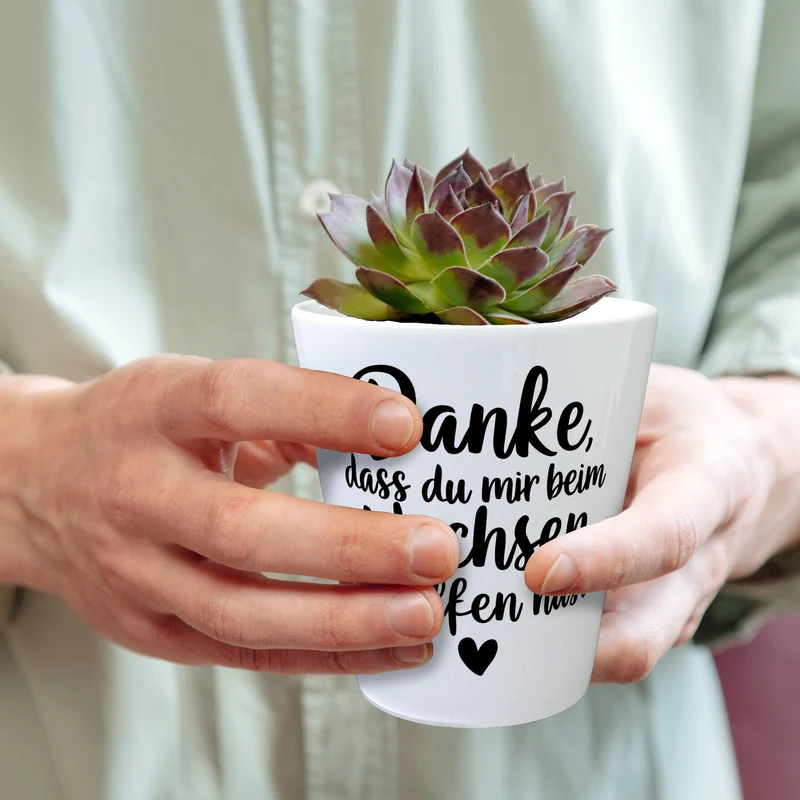 Dankeschön Blumentopf mit Herz und Spruch