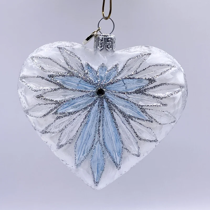 Transparentes Herz mit Strahlenstern in eisblau, GlitterLab