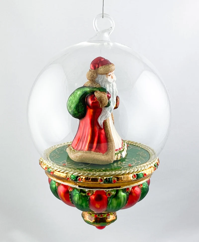 Weihnachtsmann mit Laterne in schön gestalteter Glaskugel, KOMOZJA MOSTOWSKI