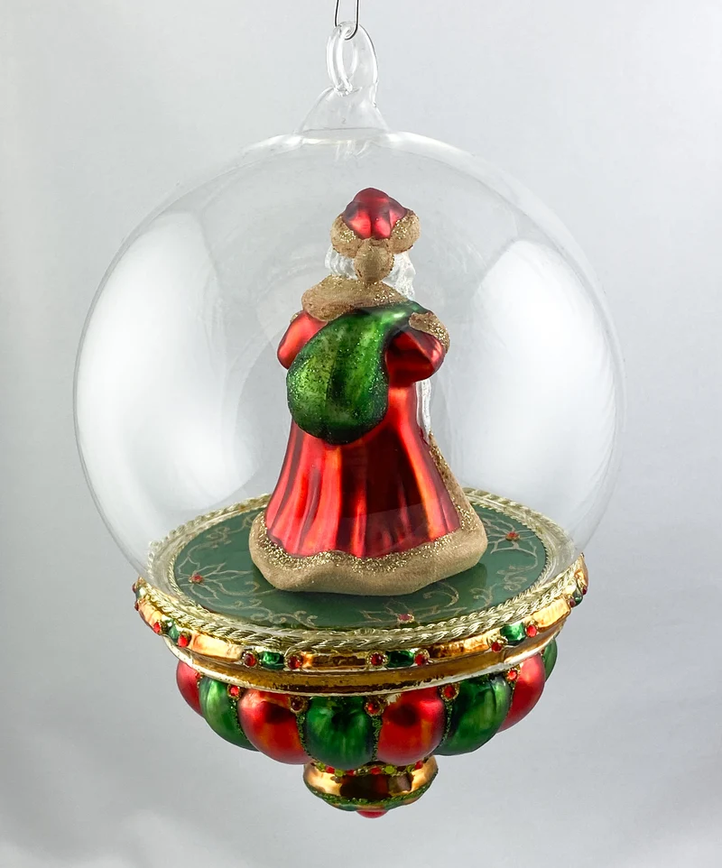 Weihnachtsmann mit Laterne in schön gestalteter Glaskugel, KOMOZJA MOSTOWSKI