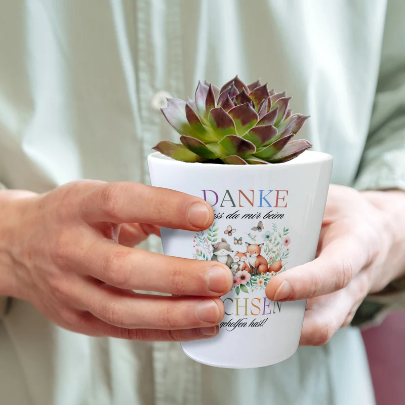 Waldtiere Blumentopf mit Spruch Danke für Deine Hilfe beim Wachsen