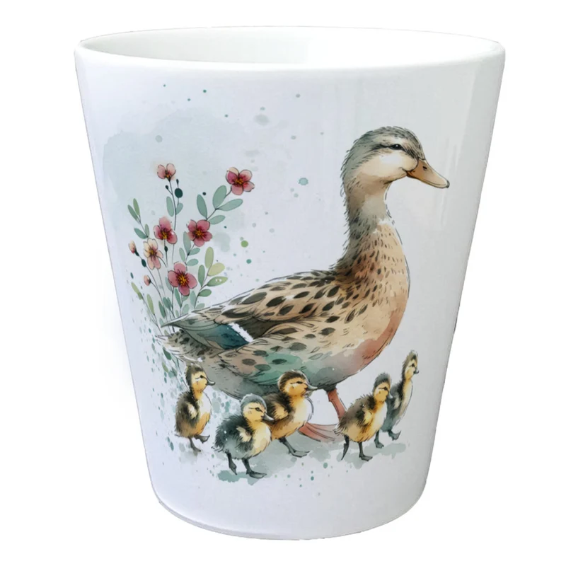 Ente mit Küken Blumentopf