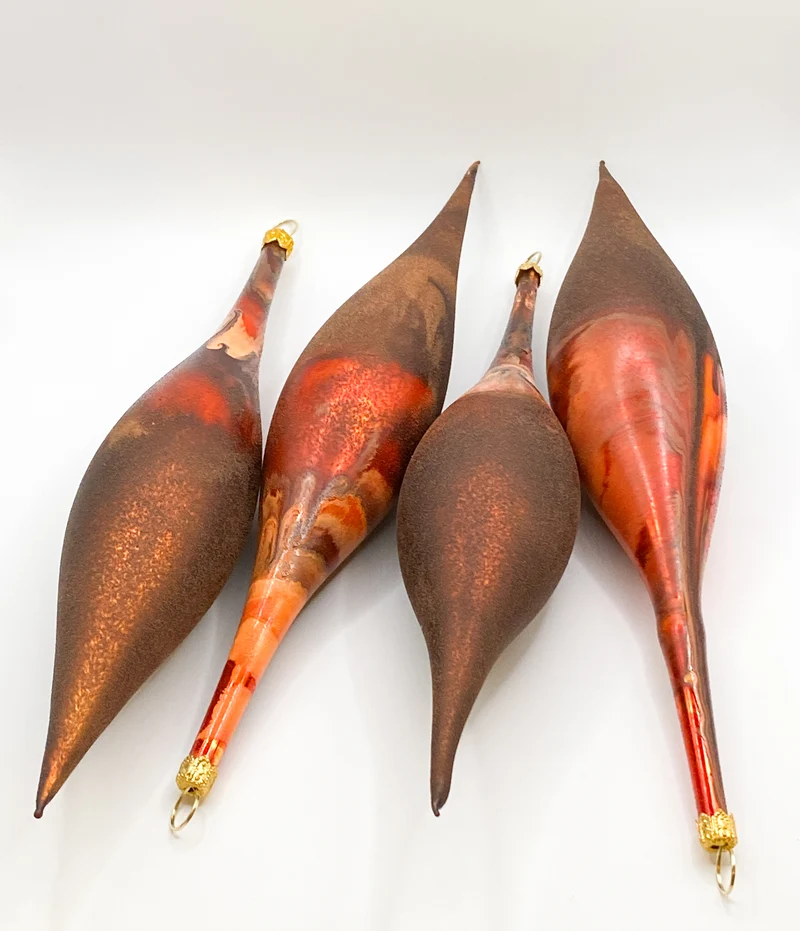 Olive orange-braun-kupfer marmoriert