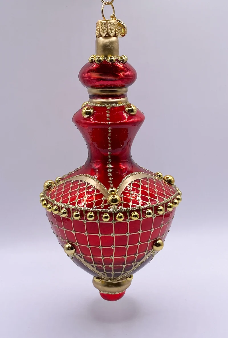Laternenform in Rot mit goldenem Dekor, GlitterLab