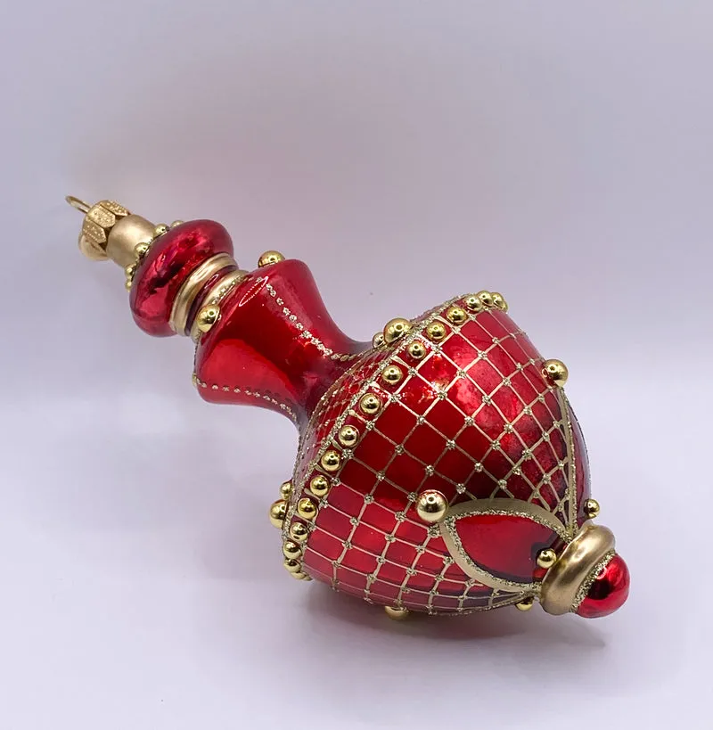 Laternenform in Rot mit goldenem Dekor, GlitterLab